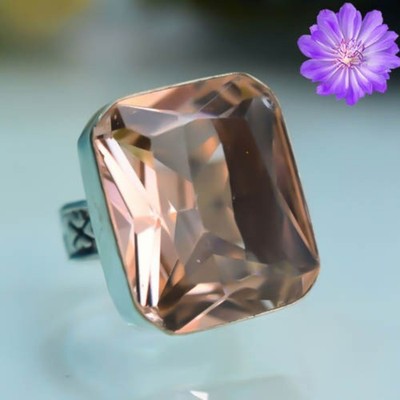 Morganite Gemstone Oval 925 Sterling Silver Handmade Jewelry Ring Gift For Her