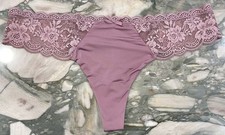 NEW Victoria Secret Dream Angels Lace Trim Thong Panty - Mauve - XL or XXL
