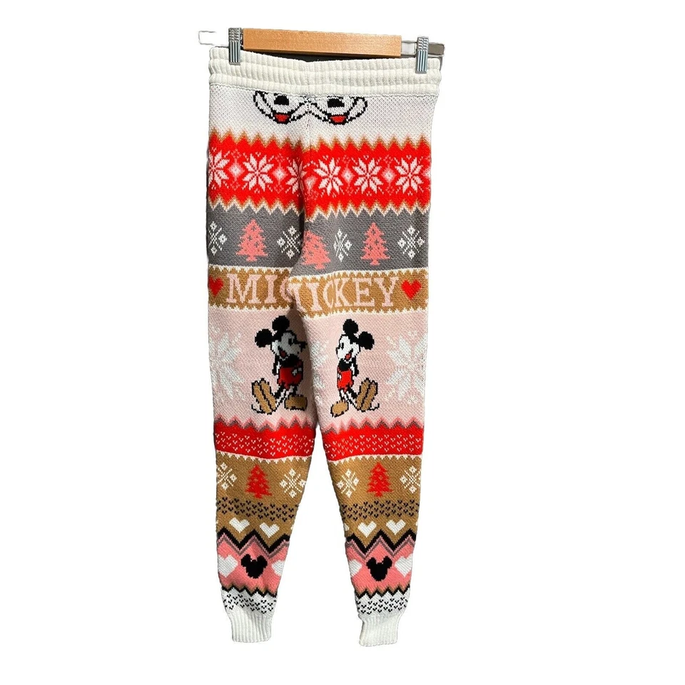 Pantalones para mujer Forever 21 multicolor Disney Mickey Mouse tejido navideño talla S Foto 2 de 4