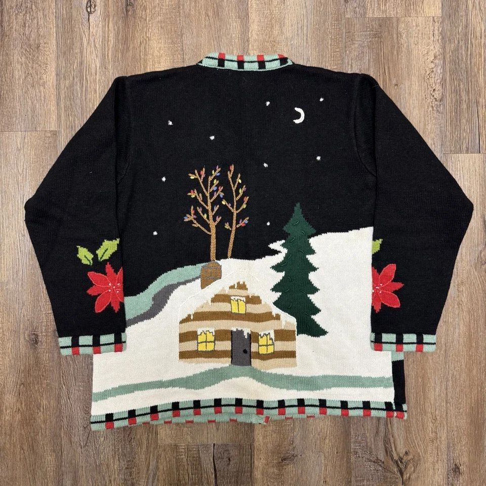 Cárdigan Suéter Vintage Libro de Cuentos Tejido Mujer Noche Antes de Navidad L Difícil de Encontrar Foto 2 de 4