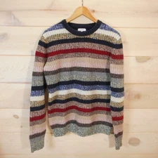 Reiss Men's Size M Pullover Sweater Striped Chunky Knit Wool Blend Multicolor
