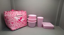 Juego de cuencos de almuerzo Tupperware Go Pink con bolsa térmica, vaso y taza Little Wonder