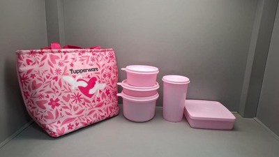 Tupperware Go Pink Lunch bowls set with thermo bag, Tumbler & Little wonder cup