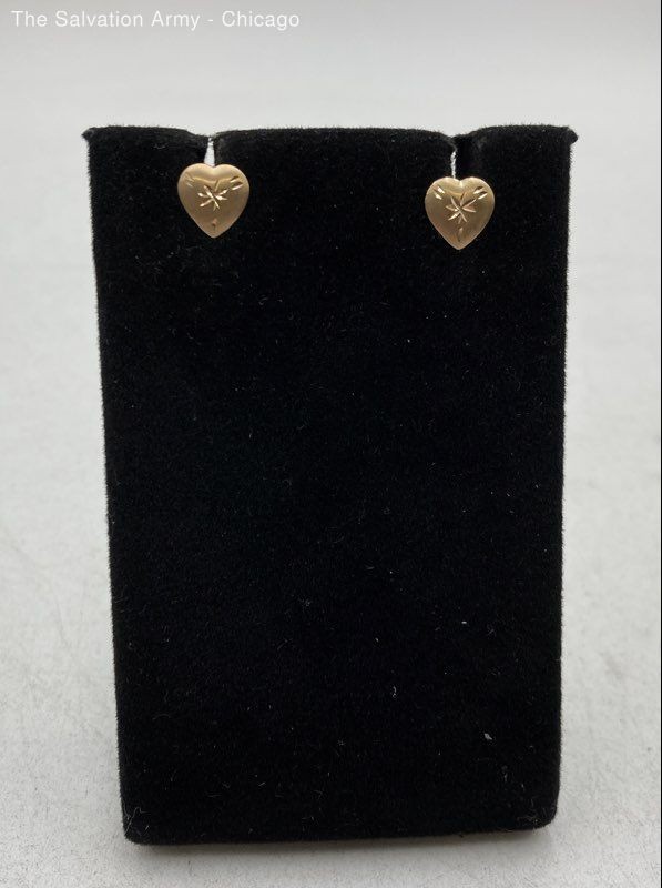 14K Yellow Gold Fine Jewelry Designer Heart Shape Stud Earring 0.34 Grams