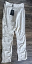 Pretty Little Thing Pants Size 6 Stone Woven Linen Trousers Beige Straight Leg