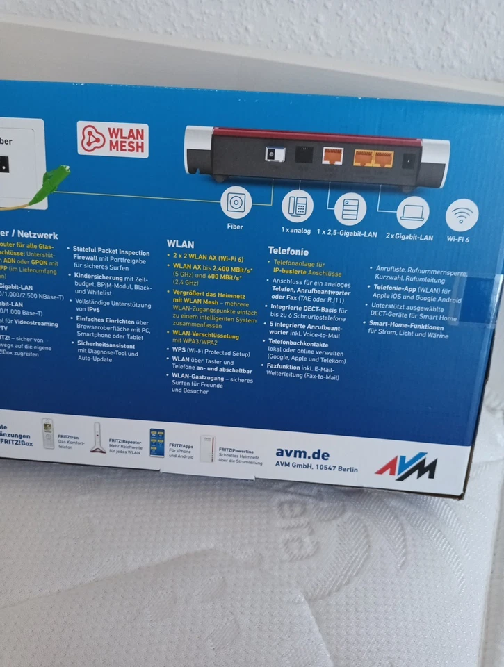 AVM FRITZ!Box 5530 Fiber Glasfasermodem WiFi 6, WLAN AX, Mesh Telefon Router NEU - Bild 2 von 3