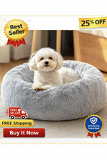 Dog  Cat Bed, Calming Anti-Anxiety Pet Bed for Small Dogs, Fluffy Donut Cushion