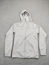 Nike Therma-FIT Hoodie Womens Small Gray Full Zip Fleece Athletic Jacket Swoosh