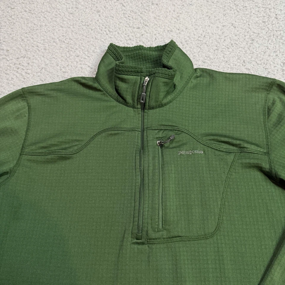 Pullover Patagonia Para Hombres Grande Verde R1 Regulador Vellón Media Cremallera Senderismo Gorpcore Foto 2 de 4