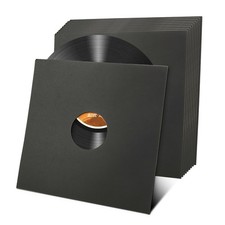 Oungy 10 PCS 12" Vinyl Record Sleeves 350GSM Blank 12.4 x inch, black