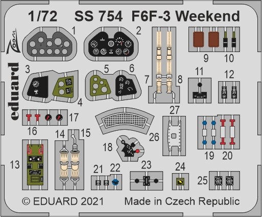 Eduard Accessories SS754 - 1:72 F6F-3 Weekend 1/72 EDUARD - New