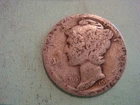 Worn edges 1917 D  Mercury Dime - album filler , actual coin in photo