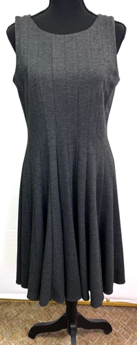 CALVIN KLEIN WOMENS 8 GREY HERRINGZONE DRESS