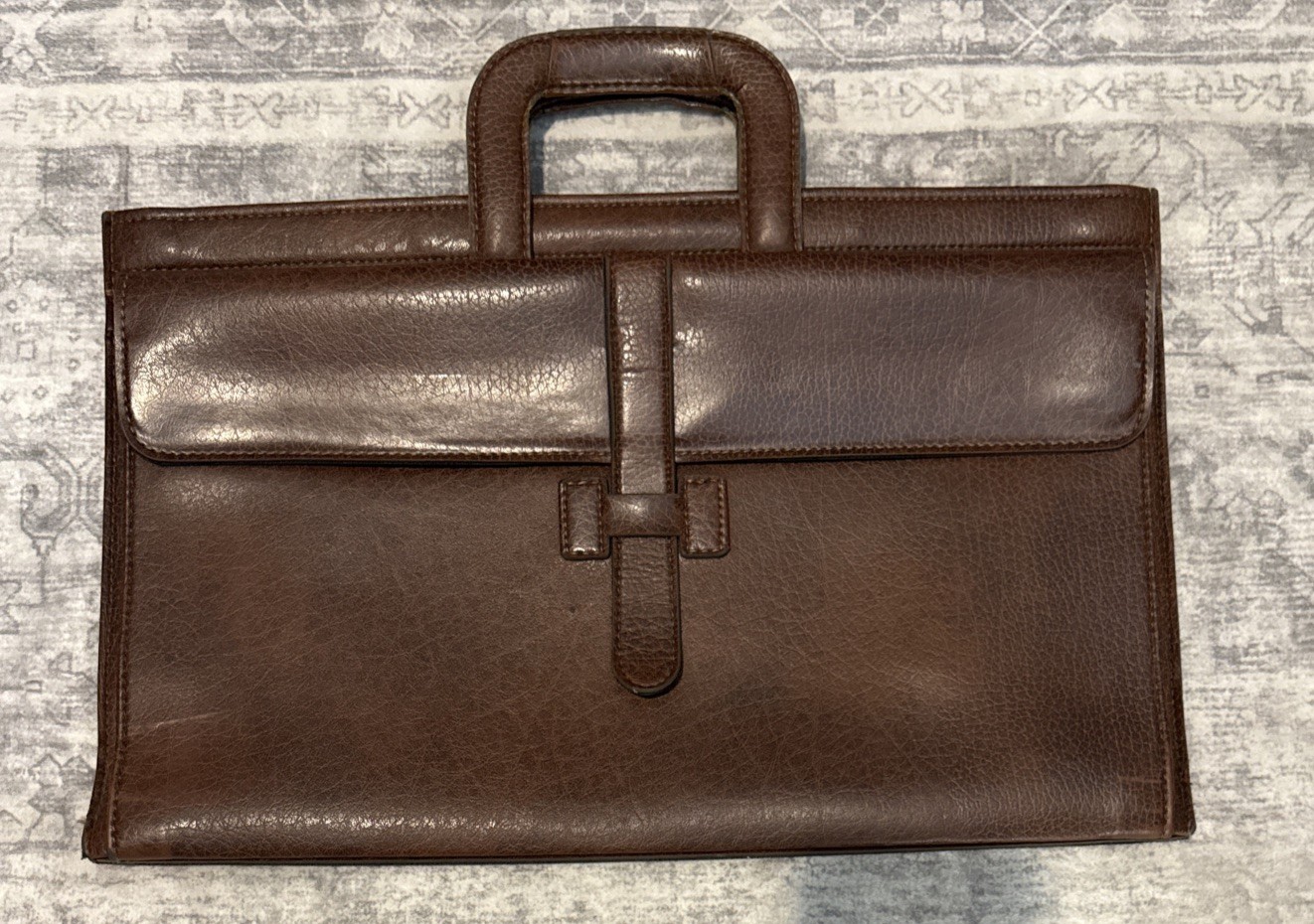 Vtg Faux Leather Legal Portfolio Briefcase Document Messenger Bag Attaché Case