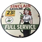 Vintage Sinclair Gasoline Sign - Full Service Gas Oil Pump Porcelain Sign