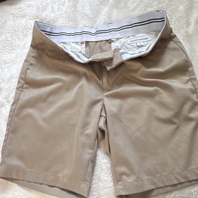 Amazon Essentials Men's Beige Chino Shorts Button Closure Pockets Casual