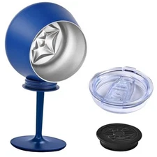 Stainless Steel Wine Tumbler with Detachable Stem, 14oz Insulated Wine Blue