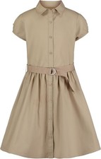 Nautica Girls' School Uniform Short Sleeve Shirtdress Size S4 Khaki