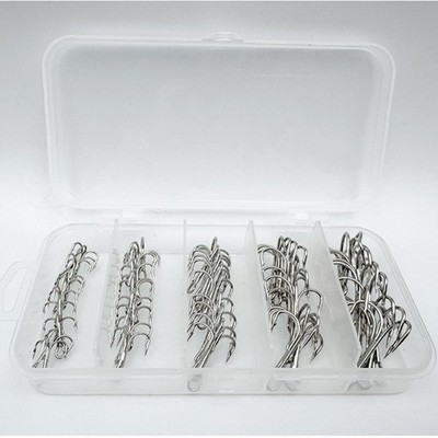50pcs Treble Hook Set for Lure Replacement Barbed High Carbon Steel #2 to #10