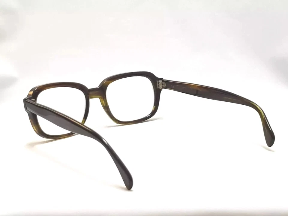 Vtg 60s men's Frames Eyeglasses frame Square Thick Italy tortoise brown rare  - Image 2 of 4