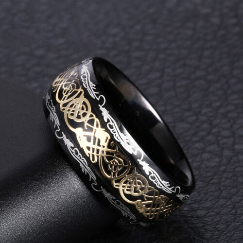 Neu Herren Damen Edelstahl Intarsien Holz Band Ring Holz Hochzeit Schmuck Geschenk - Bild 7 von 13