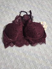 Victorias Secret PINK Push Up Pigeonnant Underwire Racerback Blue Bra L NewW/Tag