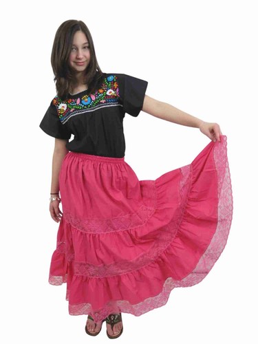 Women's Cotton Skirt with Lace Accents – 32-Inch Length, Choose Your Color - Picture 19 of 56