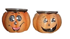  TK MAXX GLITTER PUMPKIN TEALIGHT HOLDER'S x 2 HALLOWEEN 