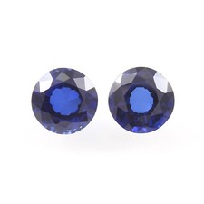 Natural Ceylon Royal Blue Sapphire Loose Round Cut Gemstone Matched Pair 8x8 MM