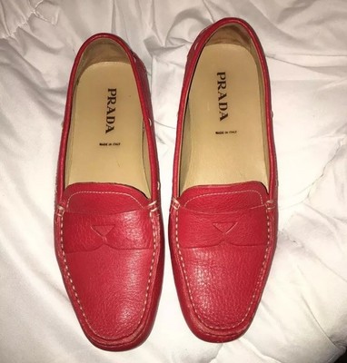 prada red loafers