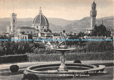 D059224 Firenze. Veduta della Cattedrale e Torre di Arnolfo. con la fontana del
