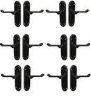 Matt Black door handles pack of 6 (pairs) Shaped Scroll design 168x42mm