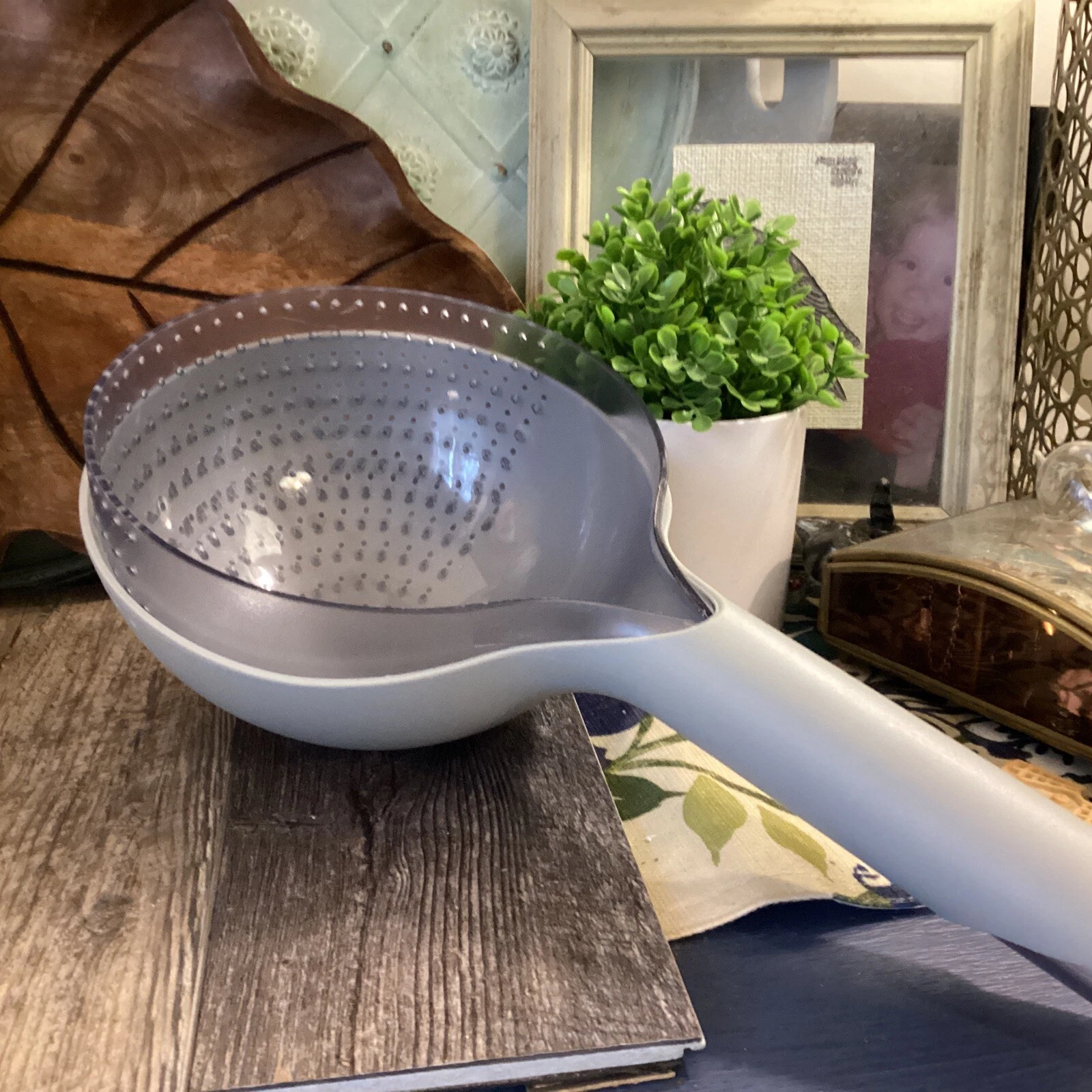 Rig- Tig Drop Colander Grey & white plastic Unique For Pasta Berries Salad