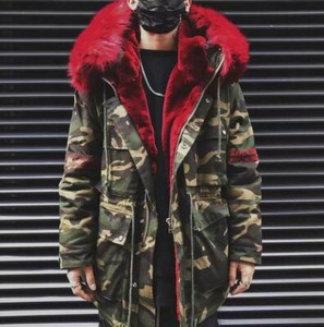 mens camo coat with fur