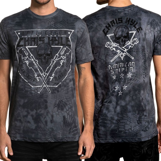 Affliction Chris Kyle Sniper Breath Skull Kryptek Military Mens T-Shirt Grey NWT | eBay