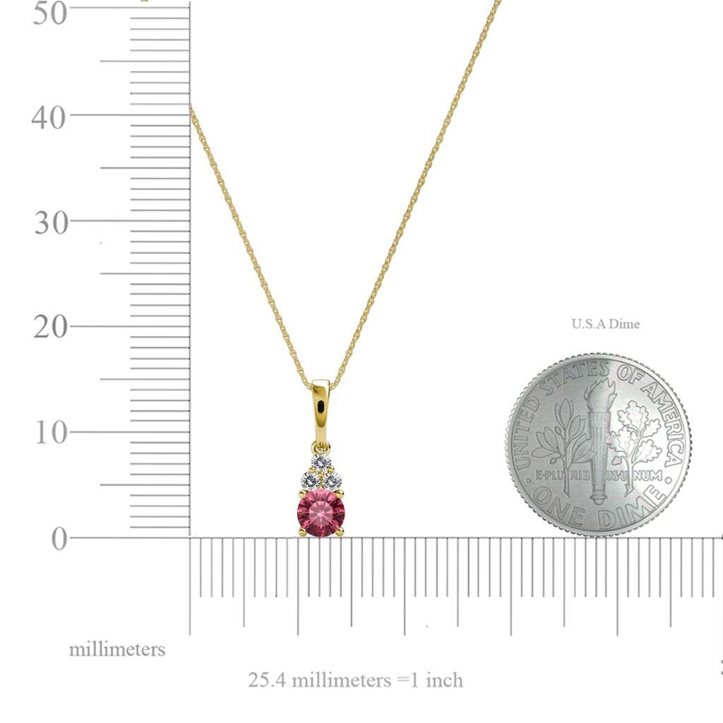 Pink Tourmaline & Diamond Pendant 1/4 ctw in 14K Gold with