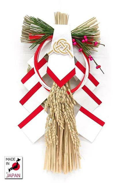 New Year's decorations Shimenawa wreath 紅白稲穂 REDWHITE W200