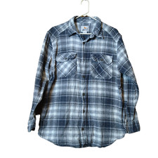 Field Stream Men's Large Heavy Flannel Long Sleeve Button Front Plaid Shirt