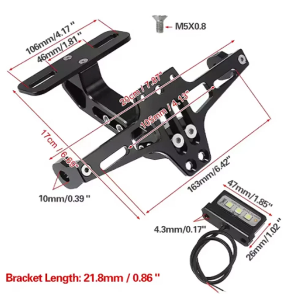 Montaje de matrícula de motocicleta y luz trasera para Kawasaki Ninja 250R 500R 650 650R Foto 2 de 4