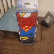 DC Justice league 3 pair crew socks zise 8-12 bioworld Flash-superman-batman