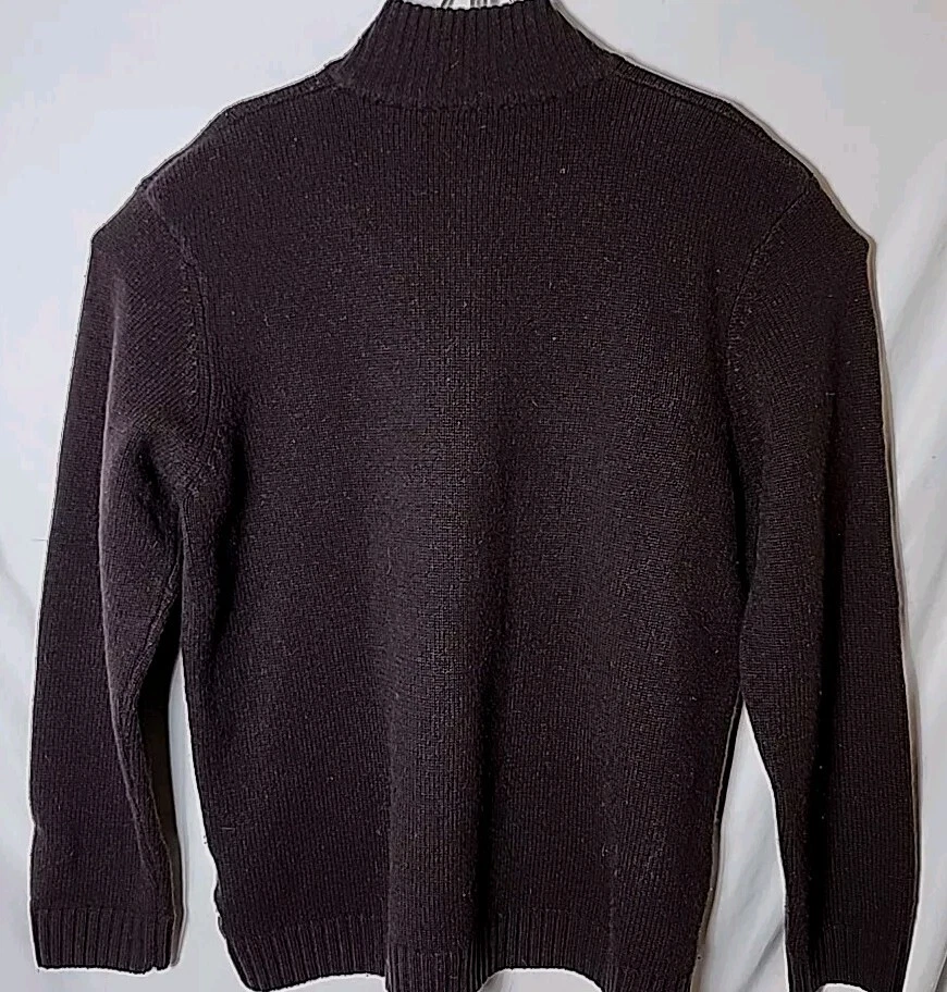 Timberland Hombres XL Marrón 1/4 Cremallera Pullover 100% Lana de Cordero Tejido Manga Larga Suéter Foto 3 de 4