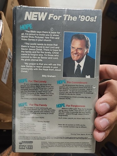 4 - HOPE FOR: THE FAMILY, THE LONELY, FORGIVENESS, COMMITMENT Billy Graham VHS - Picture 3 of 5
