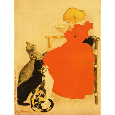 Steinlen Quillot Milch Katzen Mädchen französische Werbung extra großes Kunst Poster
