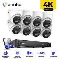ANNKE 12MP 8CH NVR 4K Audio POE Security Camera System AI Color Night 2TB IP67