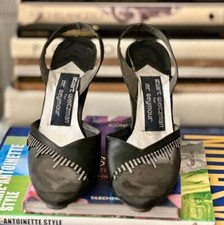 VTG Stuart Weitzman for Mr. Seymour Black Satin Slingbacks w/Rhinestones Sz 6.5