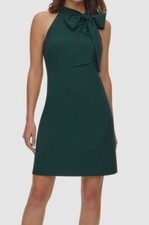 Vince Camuto Women's Green Bow-Neck Halter Shift Dress Size 4