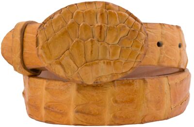 Kids Unisex Buttercup Western Cowboy Belt Exotic Crocodile Skin Leather Rounded