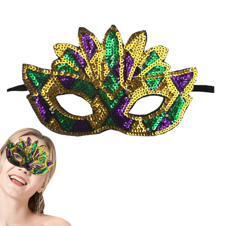 Sexy Maskerade Augengesicht Augenmaske Frauen Party Halloween Stoff Pailletten A - Bild 2 von 4