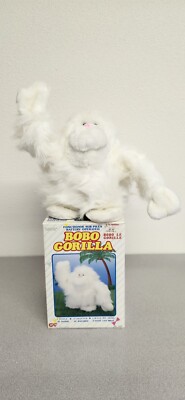 Vintage 1986 Iwaya Battery Operated White Bobo Gorilla Plush w/ Original Box