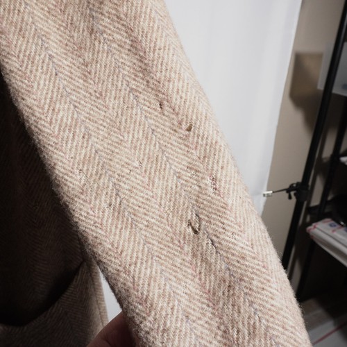 Vintage Herman Kay Herringbone Double Breasted Trench Pea Coat Wool 44" VTG SEE - Picture 6 of 14
